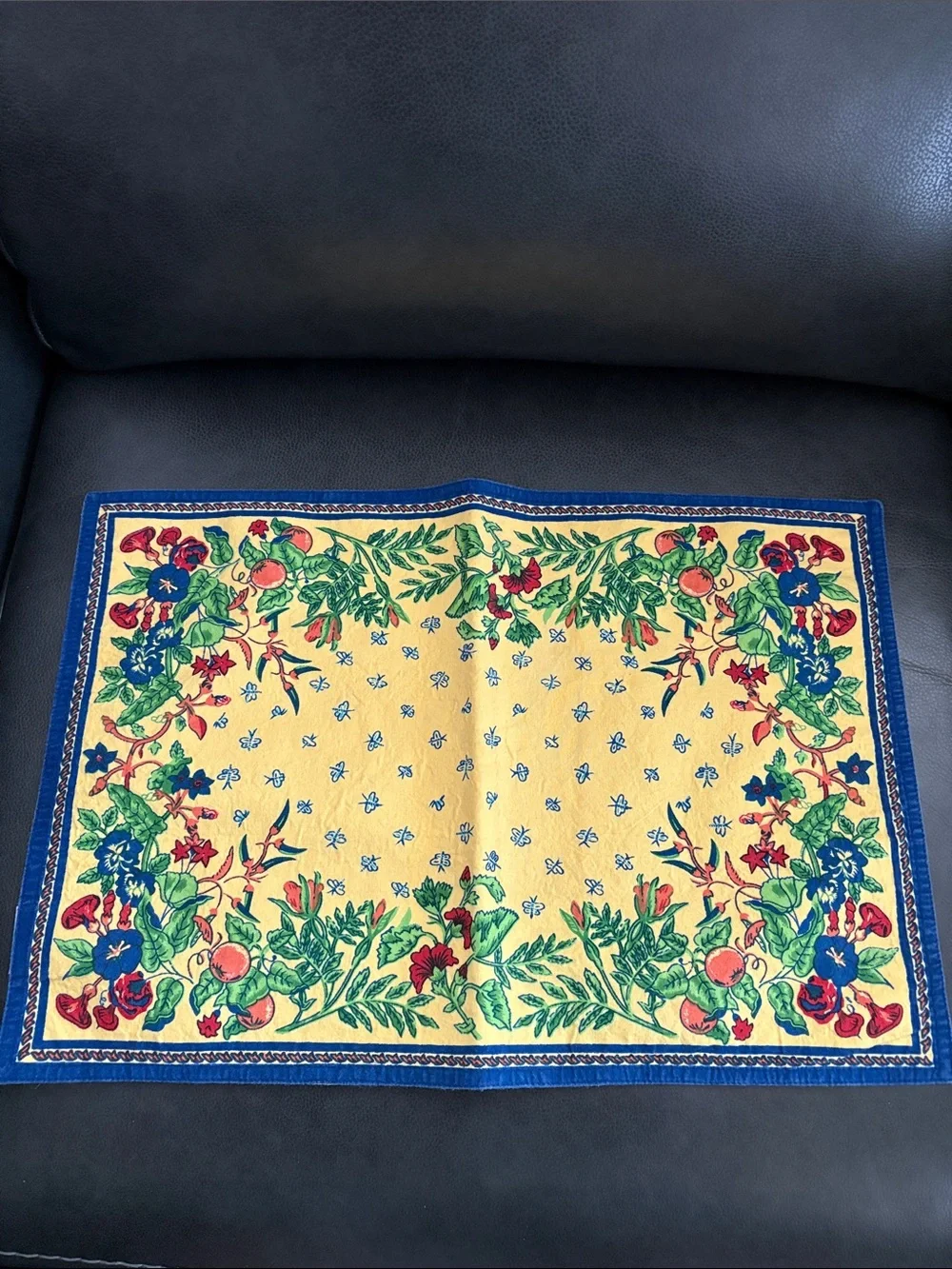 Yellow and Blue Floral Cotton Placemats and Napkins Set - Williams Sonoma